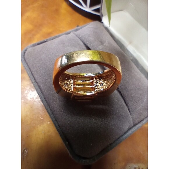 925 Stamped Silver Gold plated Size 7 Ring Citron CZ - Picture 5 of 6